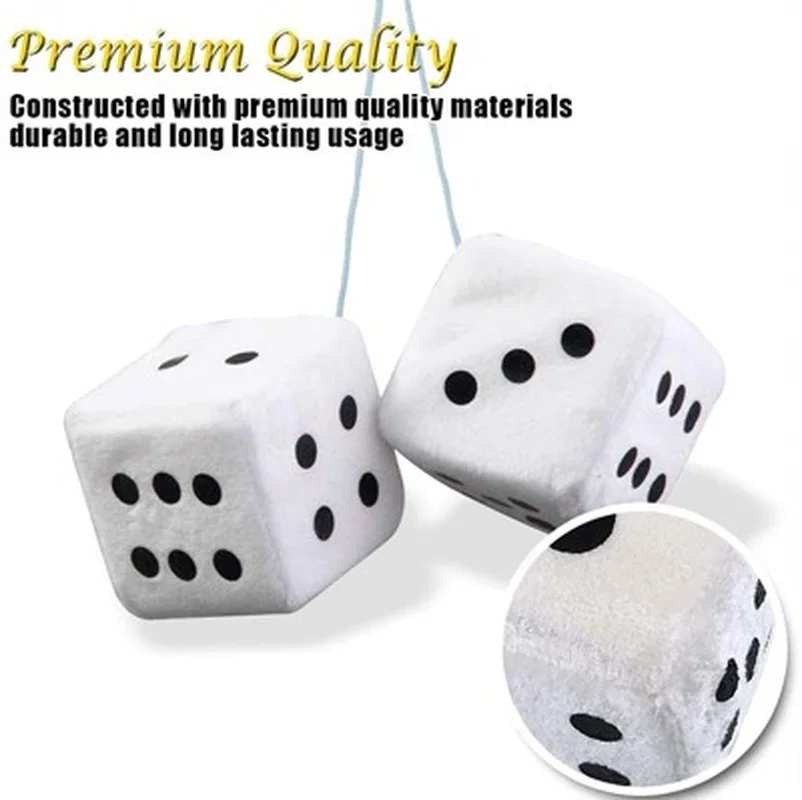 2PCS Auto sSoft Fuzzy Dice Dots Rear View Mirror Hanger Decoration Car Styling Interior Accessorie 6 Colors-5