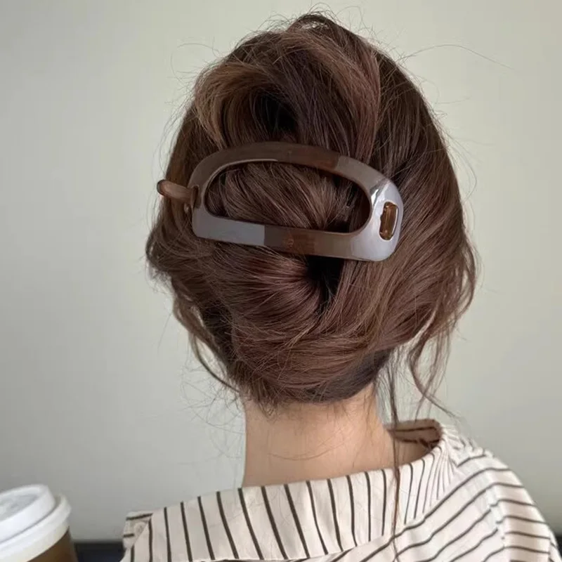 Vintage Solid Hollow Oval Simple Twist Hair Clips For Women Temperament Hair Ornament Headband Hairpin Fashion Hair Accessories-6