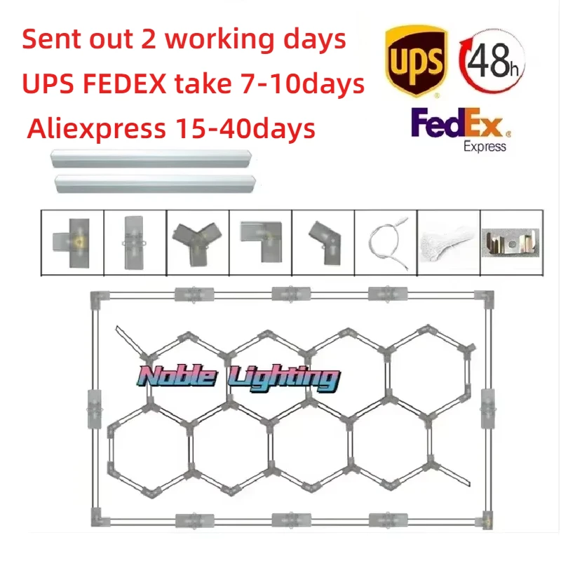 2 Years Warranty Honeycomb LED Car Detailing Ceiling Light Customized 5x12M Hexagon Light for Car Showroom 4S Workshop Dropship-2
