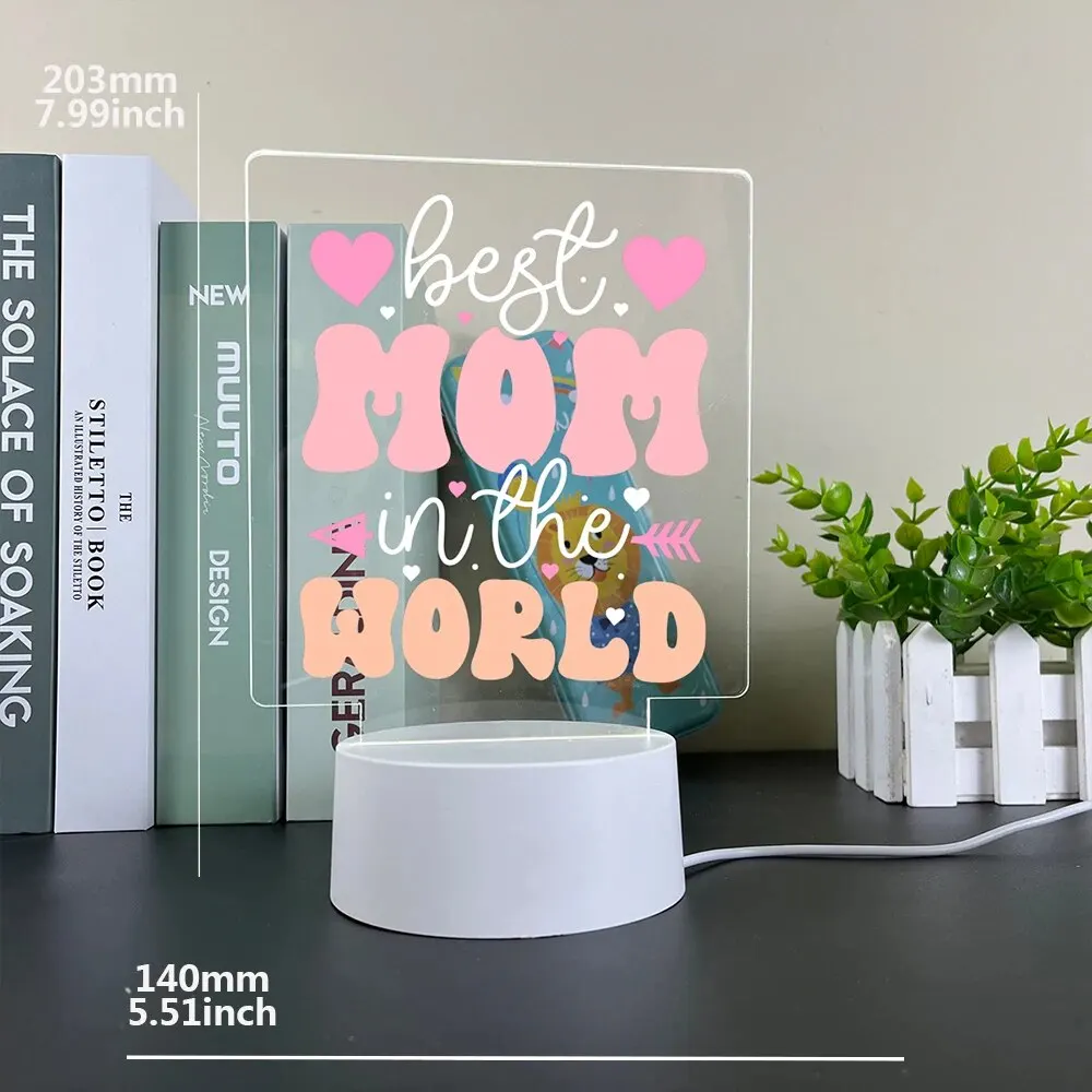 Colorful Print Text Acrylic LED Light For Mom Night Lamp Table Birthday Gift Bedroom Bedside Lamp Mother's Day Gift-3