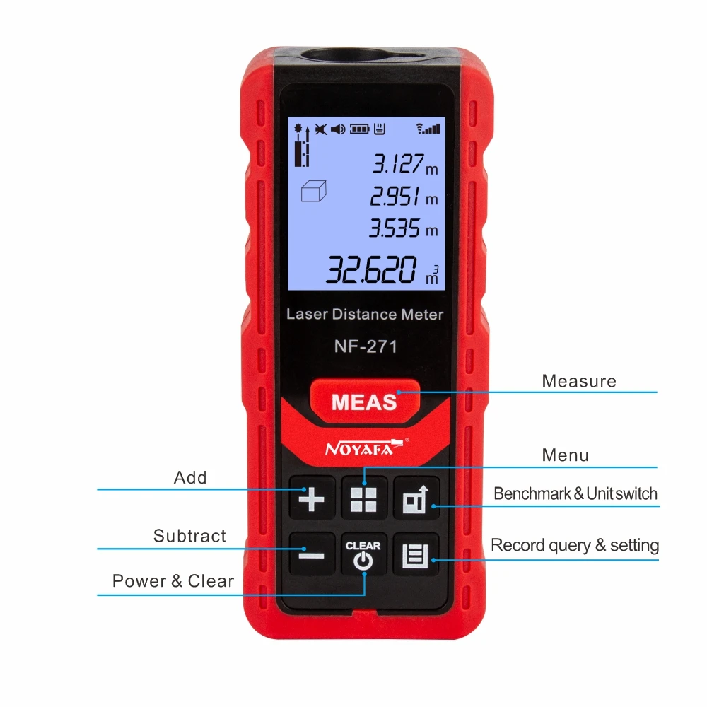 Noyafa NF-271 Laser Distance Meter 40M 80M Rangefinder Tape Range Finder Measure Device Digital Ruler Test Tool-5
