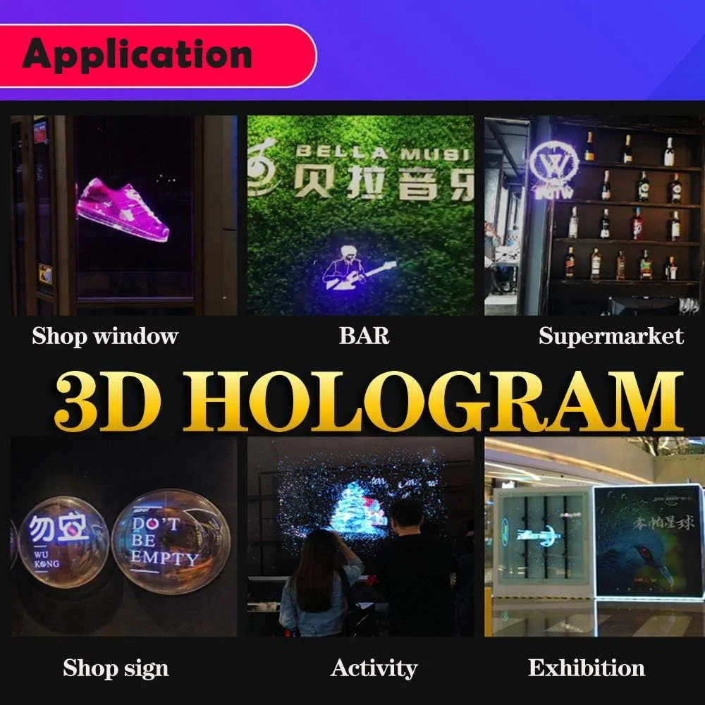 3D Hologram Fan 42CM WiFi 3D Holographic Projector Advertising Display Light HD Holographic Projector for Stores Bars Party Xmas-6