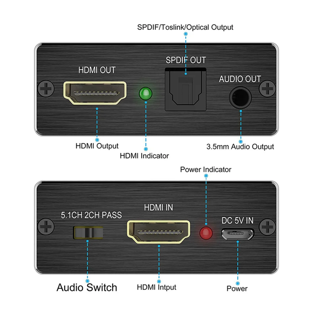 HDMI-compatible Audio Extractor Stereo Extractor Converter Optical TOSLINK SPDIF + 3.5mm Audio Splitter Adapter-2