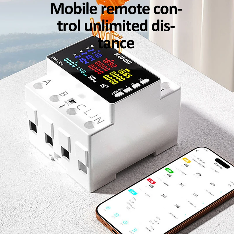 TUYA Wifi Power Energy Meter AC Monitor AC 85-290V 80A 3 Phase 4-wire DIN Rail Over Under Voltage Protector Electricity Meter-4