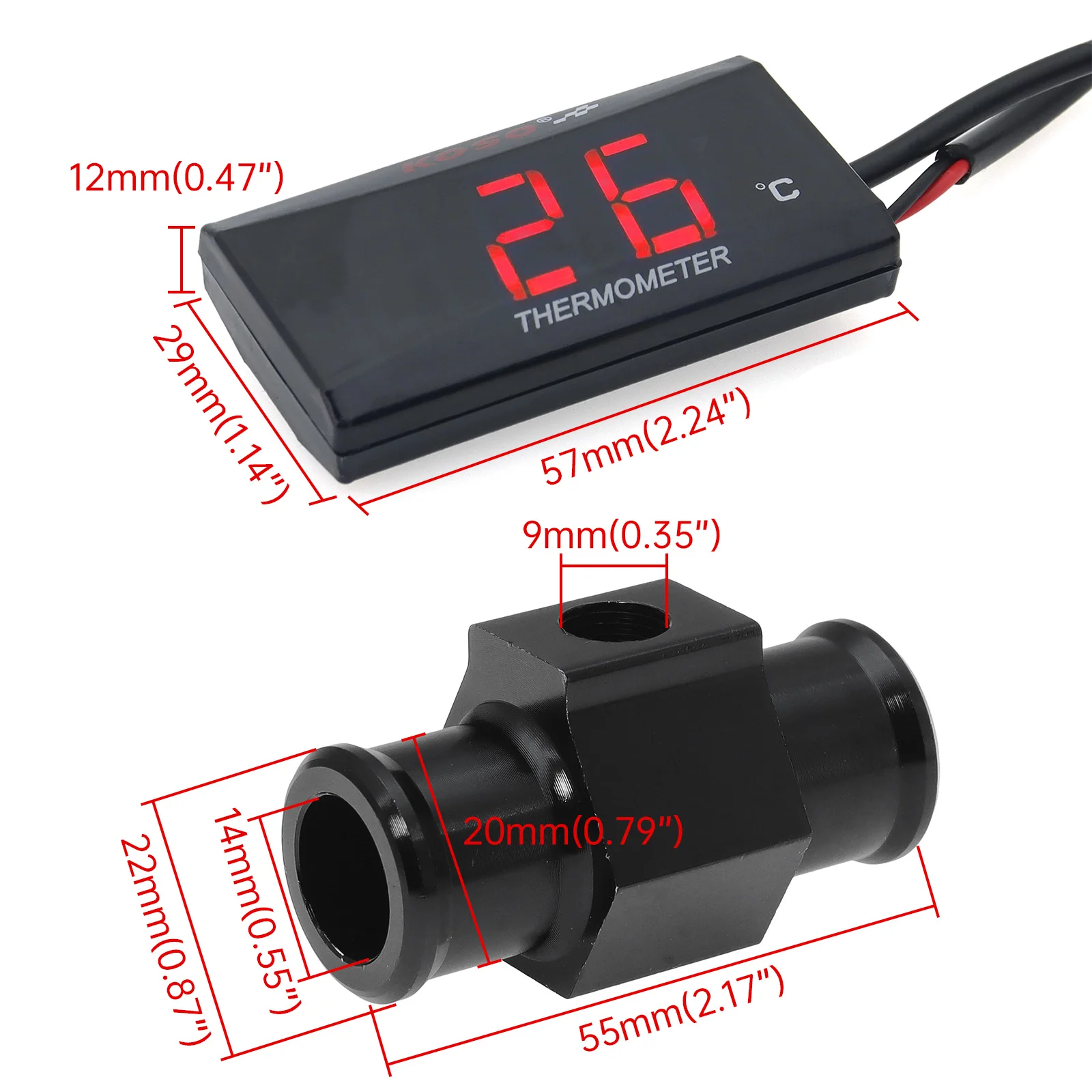 Motorcycle Water Temperature Gauge for Koso Temperature Sensor Mini Temp Meter for XMAX300 CB400 MT 07 09 Sensor Scooter Racing-6