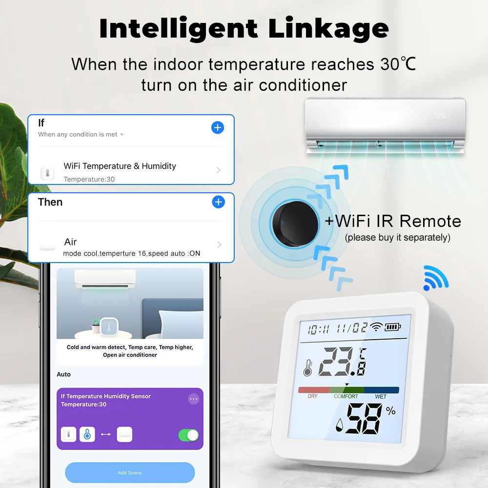 Tuya Smart Temperature And Humidity Sensor WiFi/Zigbee With Backlight Indoor Hygrometer Voice Control Via Alexa Google Home-6