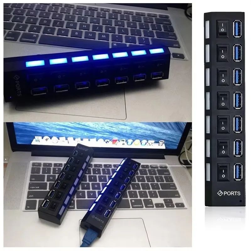 Switch Extension Hub 7-port USB2.0 Hub Computer USB Extension Hub One Drag Seven USB2.0 Splitter PC Laptop Desktop-6