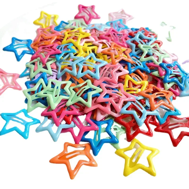 10pcs Colorful Star BB Hair Clips Girls Y2K Cute Star Barrettes Women Simple Metal Snap Clip Headdress Hair Jewelry Accessories-6