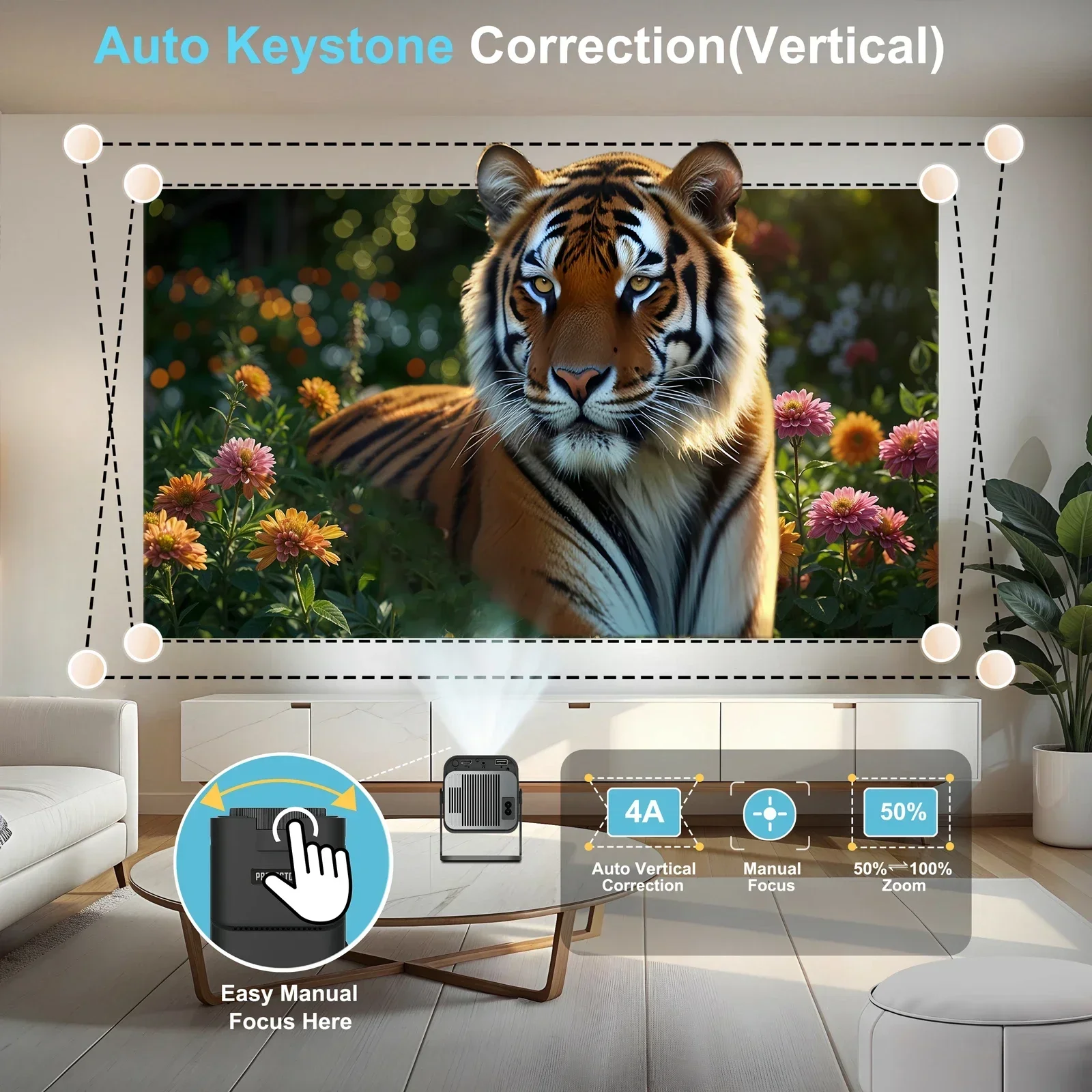 Woopker 4K Android 11 Projector Featuring 720P Ultra Short Throw 180 Degree Rotation Technology with WiFi 6 and Automatic-6