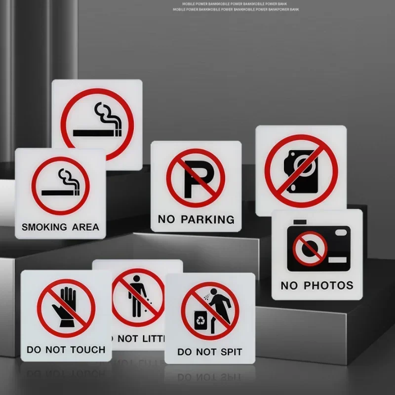 15cm No Smoking Signs No Touching No Photographing Signs Warning Plaque Public Shope Signage Mall Office Warm Reminder Sign-3