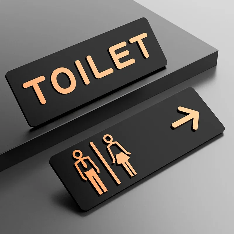 Toilet Signage Men and Women Bathroom Signs WC Public Toilet Guide Hotel To The Left and Right Acrylic Restroom Prompt Sign-3