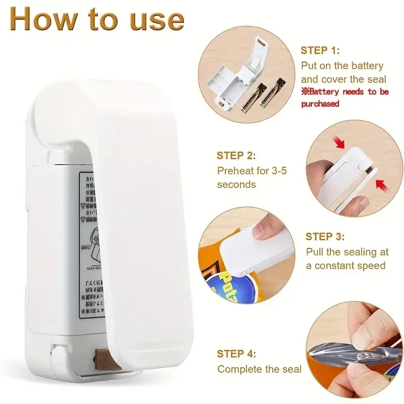 Mini Heat Bag Sealing Machine Package Sealer Bags Thermal Plastic Food Bag Closure Portable Sealer Packing Kitchen Accessories-3