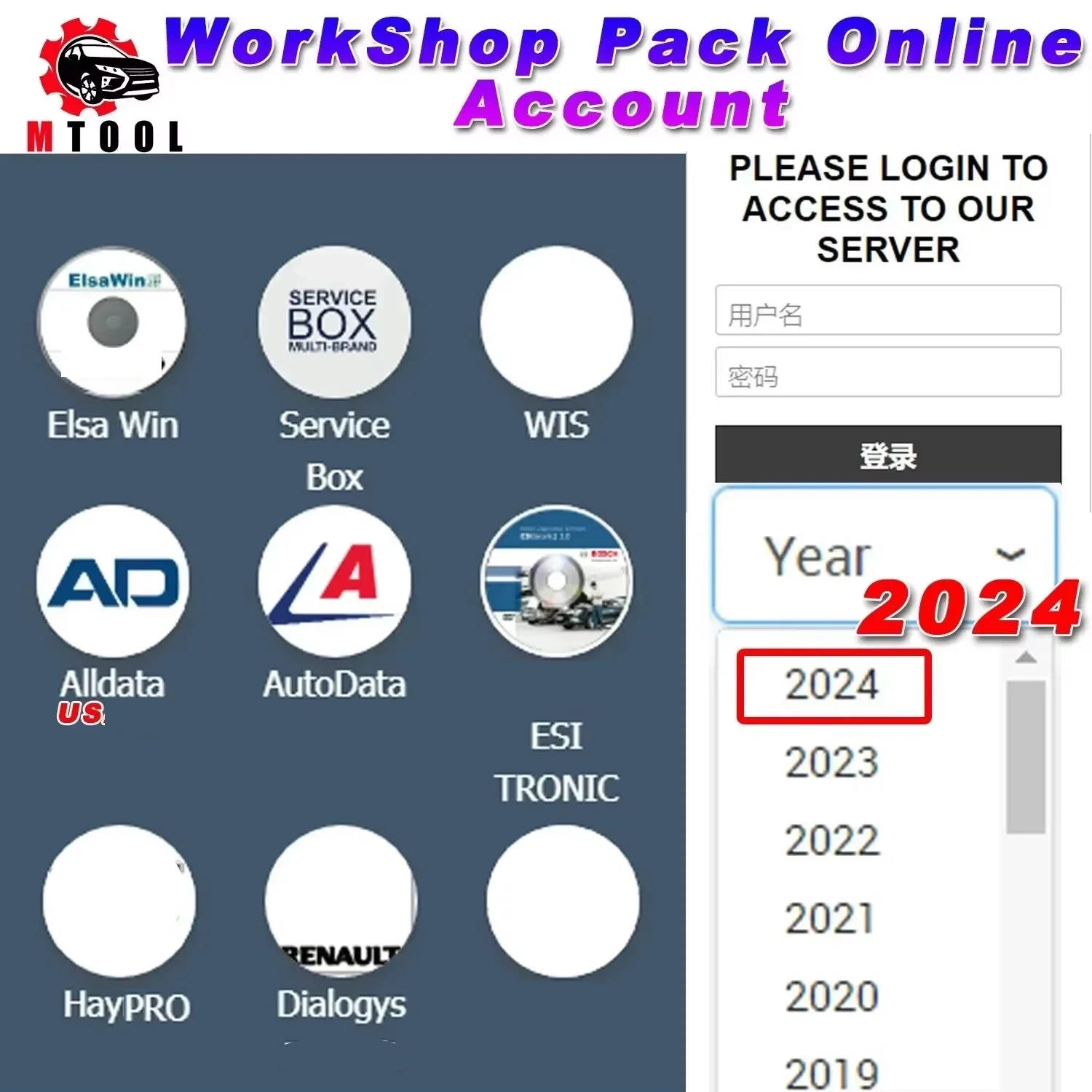 2024 Online Account Workshop Pack for alldata EU USA autodata Haynes PRO WIS Service Box Elsa Win Car Repair Software