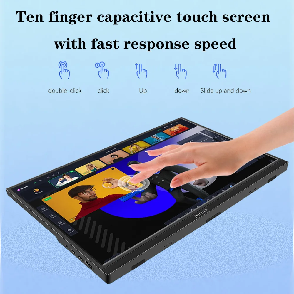 16/14 Inch Portable Monitor Touchscreen IPS Panel FULL HD LED Display  Type-C/ HDMI Compatible With Laptop/ Switch /Xbox/PS3/PS4-3