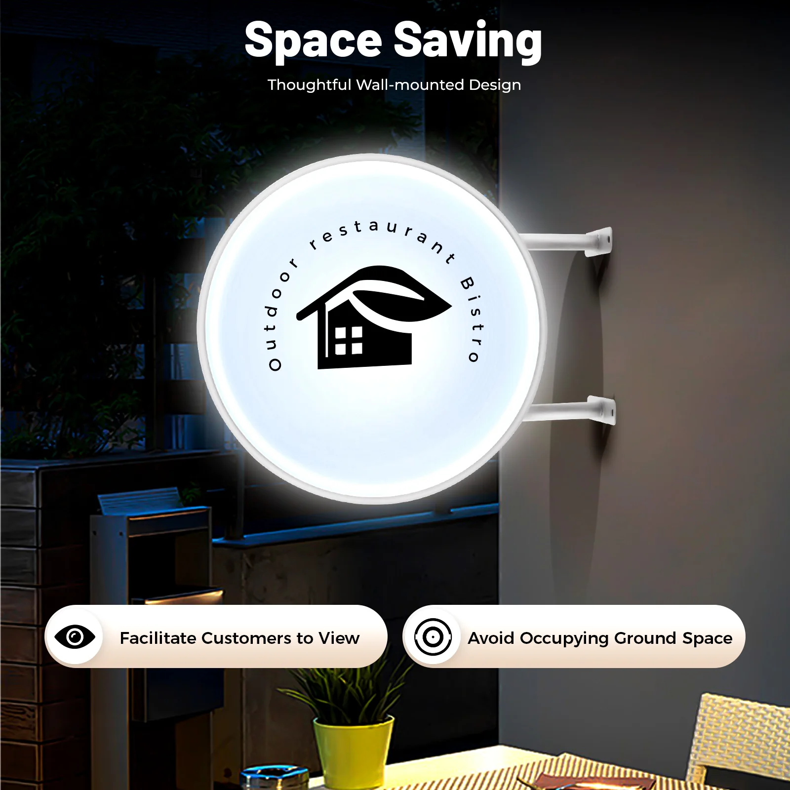 20/24Inch Round Light Box Signage,LED Light Box Double Sided , Waterproof Advertising Projecting Sign Advertising Light Box-3