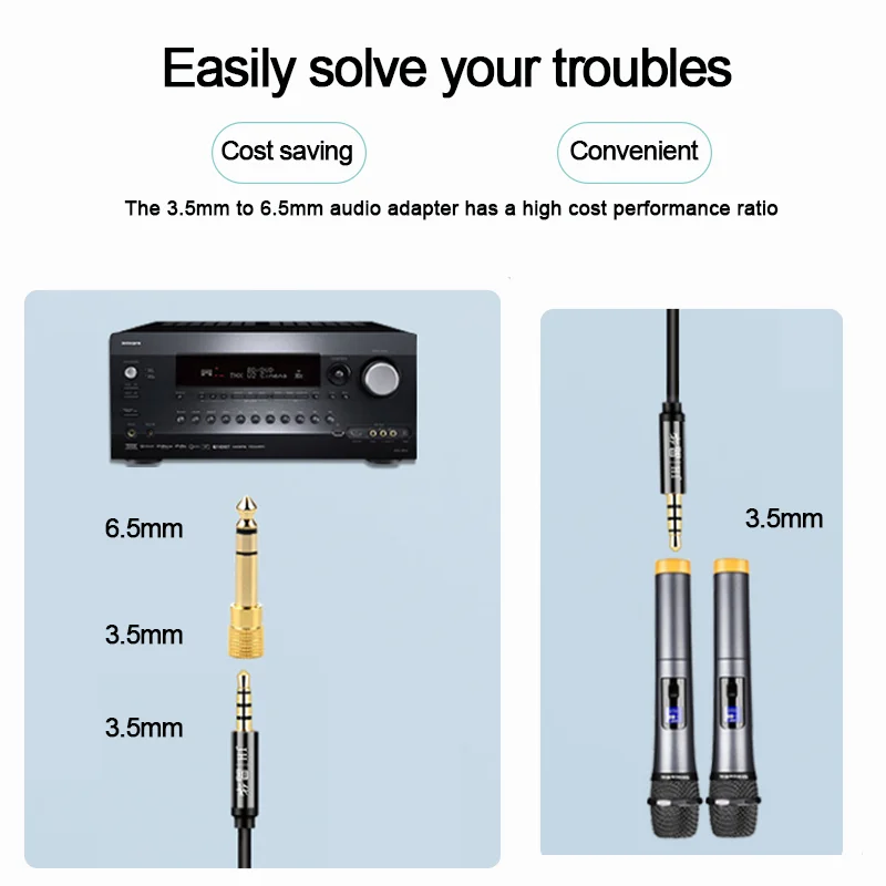 10/5PCS Jack 3.5 To 6.35 Audio Adapter 6.5mm To 3.5mm Converters Male Female Connector Headphone Plug 6.3mm Consumer Electronics-3