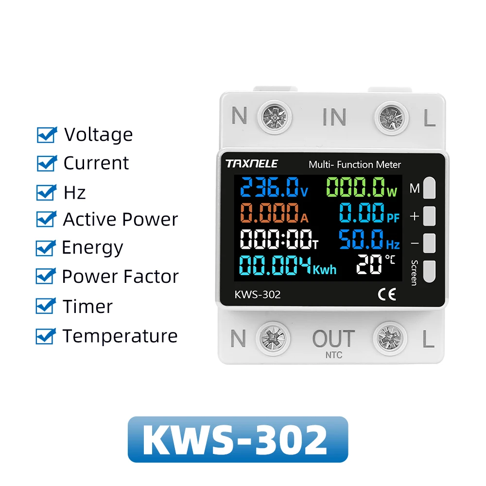 TUYA WiFi Smart Power Meter Over Under Voltage Protection Relay Switch Circuit Breaker Energy kWh Temperature Meter Smart Life-4