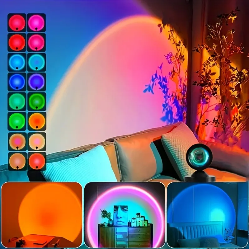 Sunset Light Projection LED Light with Remote Control, 16 Colors Night Light, RGB Lighted Sunrise Lights-4