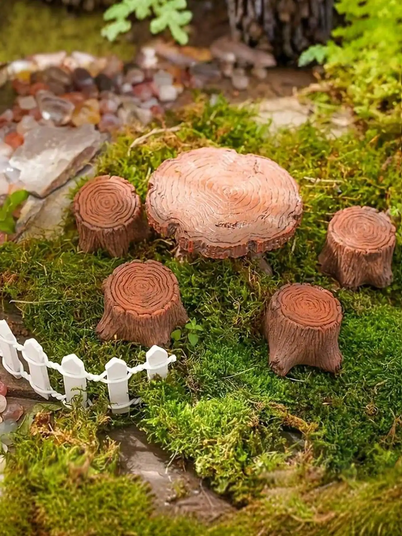 5 miniature tree stump garden art accessories resin decoration, garden landscape accessories, resin creative crafts-5