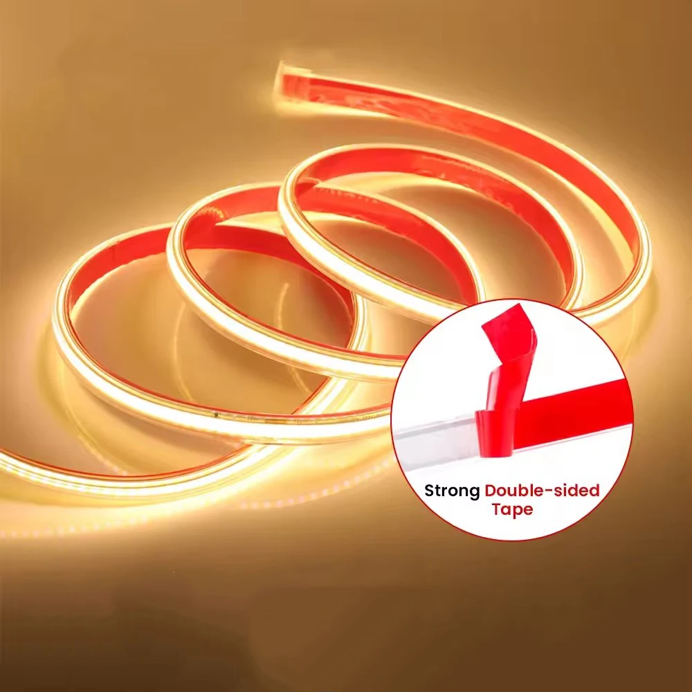 COB LED Strip 220V Switch ON/OFF with EU Plug 220V LED Strip Lights Waterproof Flexible Lamp Tape for Kitchen Home Room Decor-4