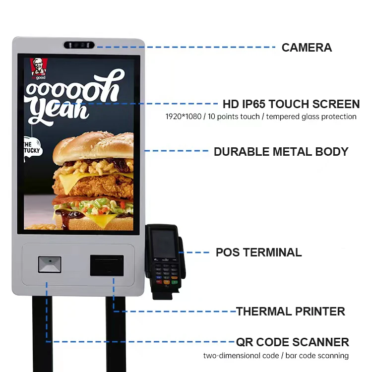 Touchwo 15.6 21.5 24 32 Inch Restaurant Ordering Machine Self-service Self Service Printing Checkout Self Ordering Kiosk-2