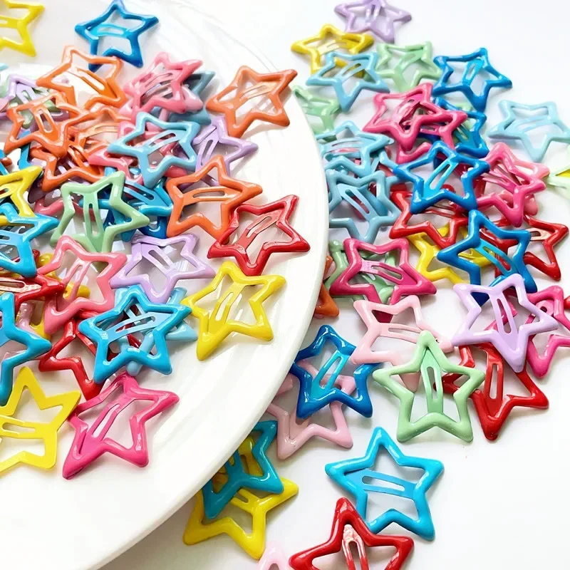 10pcs Colorful Star BB Hair Clips Girls Y2K Cute Star Barrettes Women Simple Metal Snap Clip Headdress Hair Jewelry Accessories-2