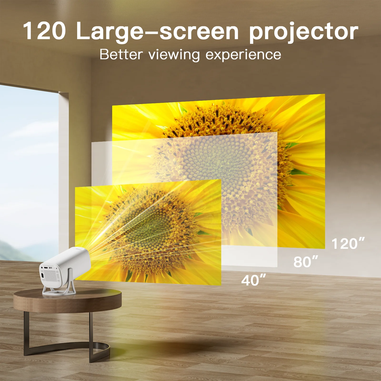 Salange S40 Smart Projector Digital Android11 Support 4K 1080P WiFi6 BT5.4 Allwinner H713 1280*720P Auto Keystone Pocket Beamer-5