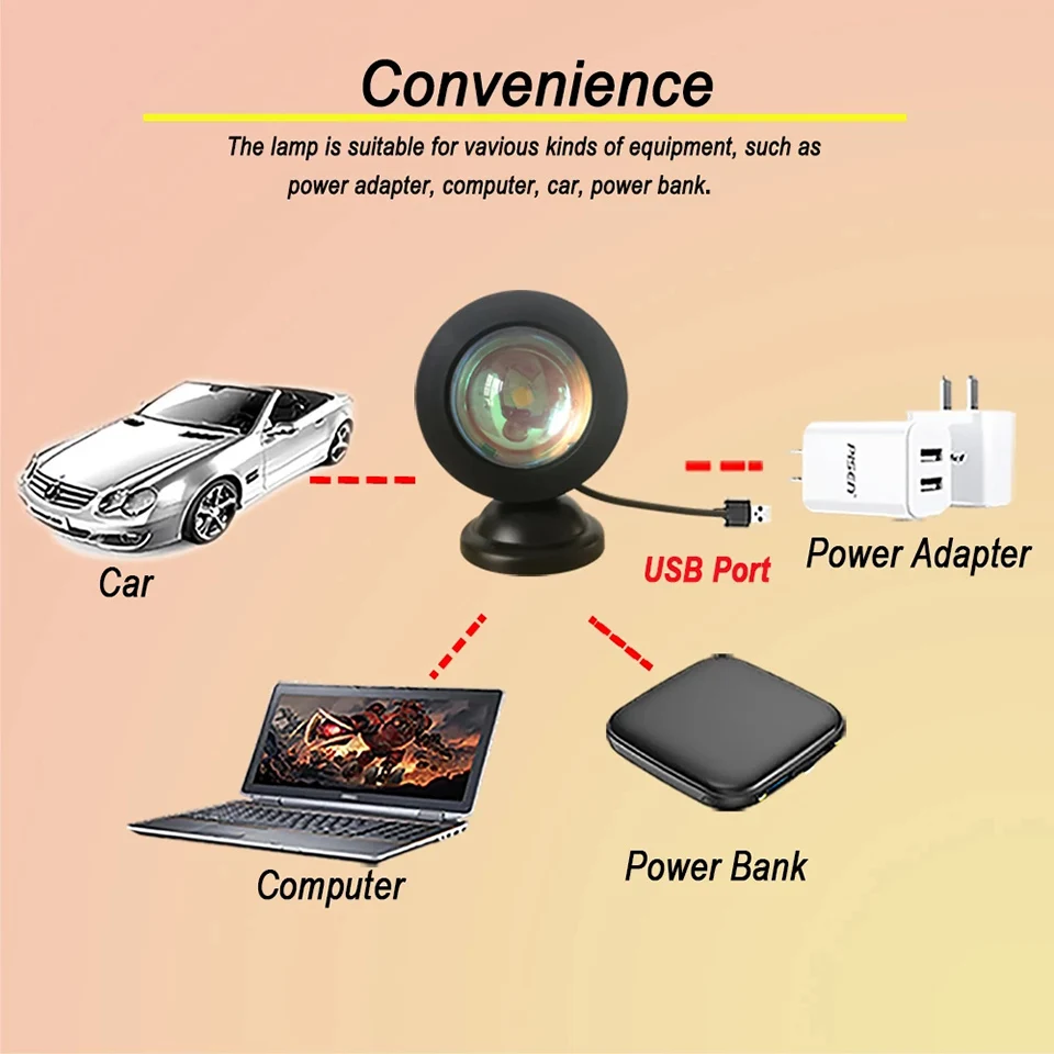 Mini USB Sunset Lamp Led Projector Night Light 16 Colors Switch Rainbow Atmosphere Home Bedroom Background Wall Decoration Gift-4