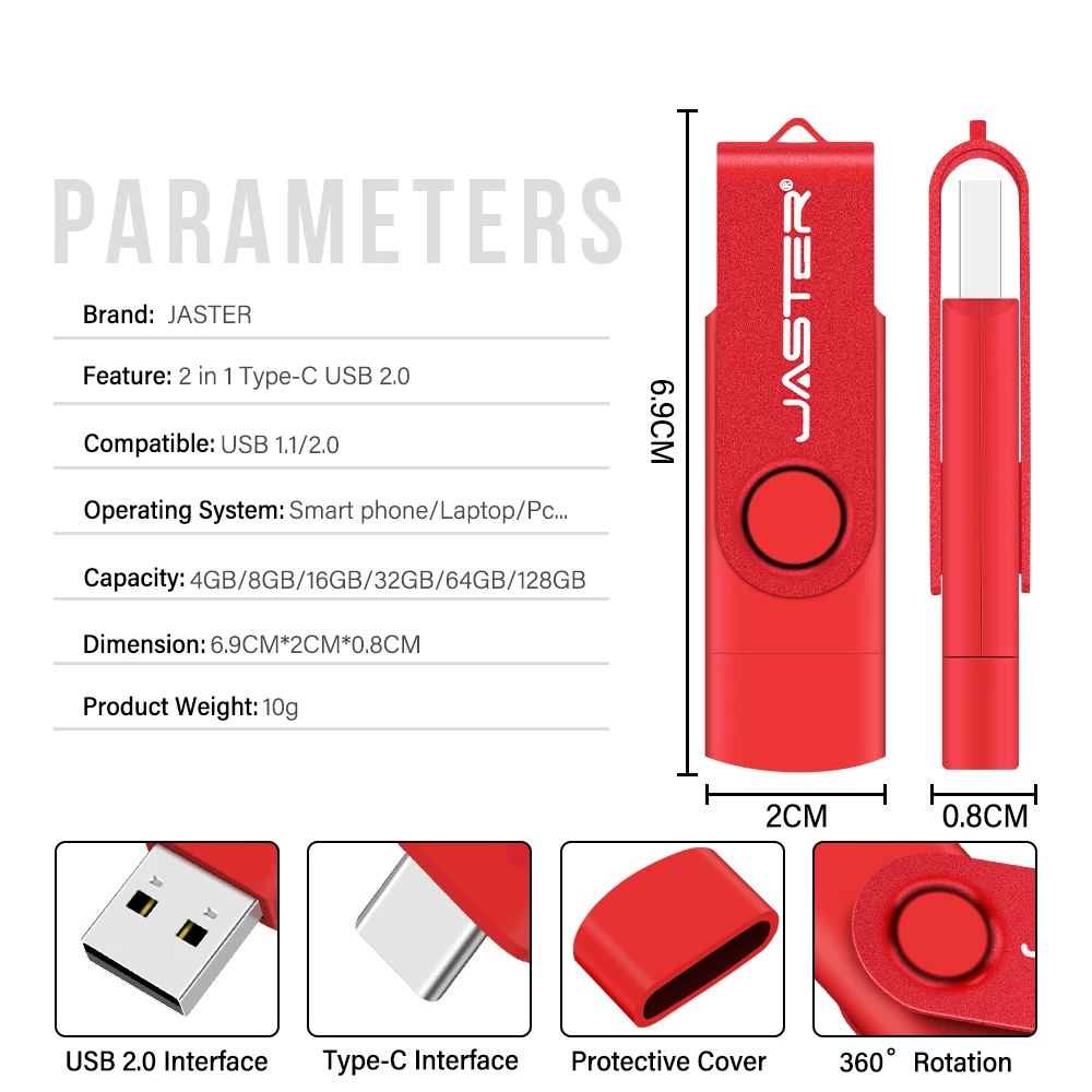 TYPE-C USB 3.0 Flash Drive 64GB High Speed Pen Drive for Android Phone Free Key Chian Memory Stick Black Red OTG Pendrive 32GB-2