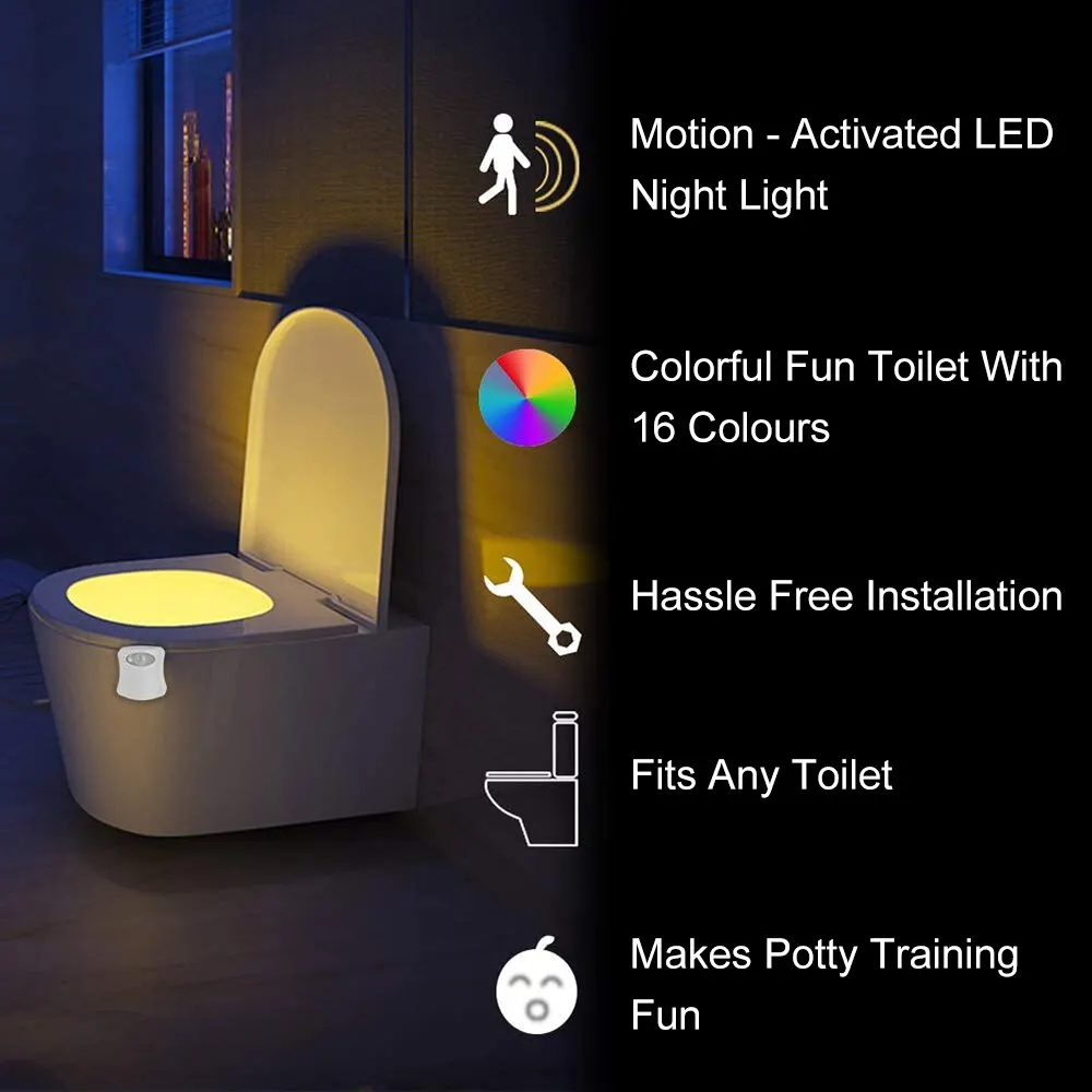 Mini Kawayi Human Infrared Sensing Light LED Night Light Stick Toilet 16/8 Color Bathroom Colorful Motion Sensing Night Light-4