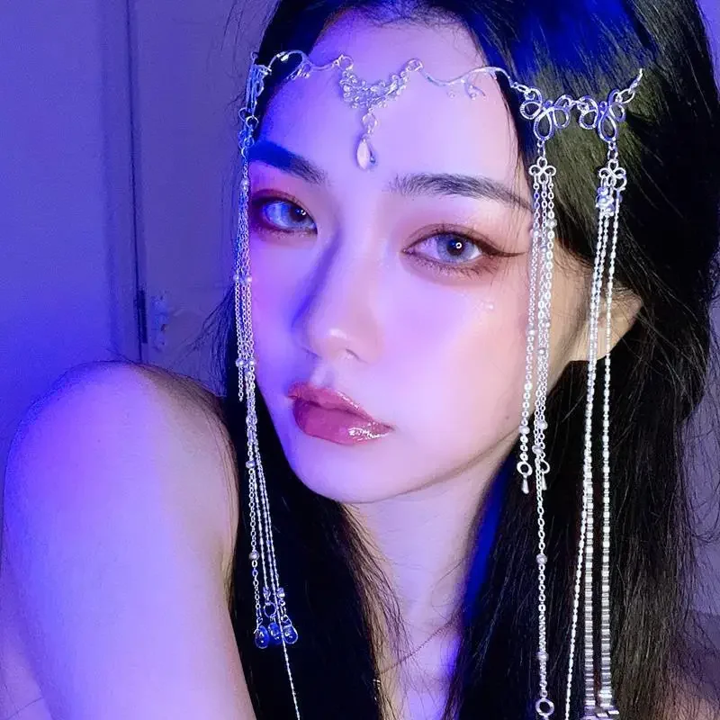 Handmade Sweet Wedding Headpiece Crystal Bridal Head Chain Tiara Hair Jewelry for Women Rhinestone Forehead Headband Accessories-2