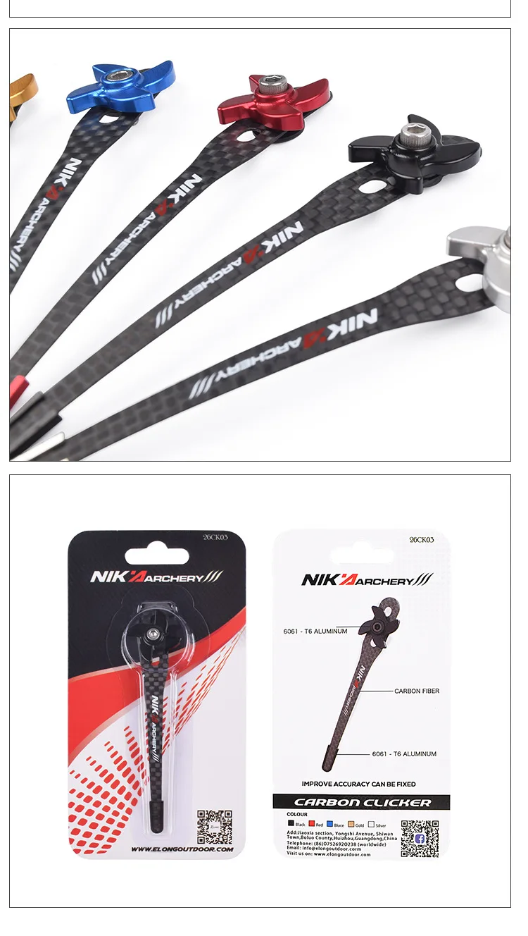 NIKA Archery Clicker Recurve Bow Carbon Clicker Adjustable Length for outdoor curved bow accessories-3