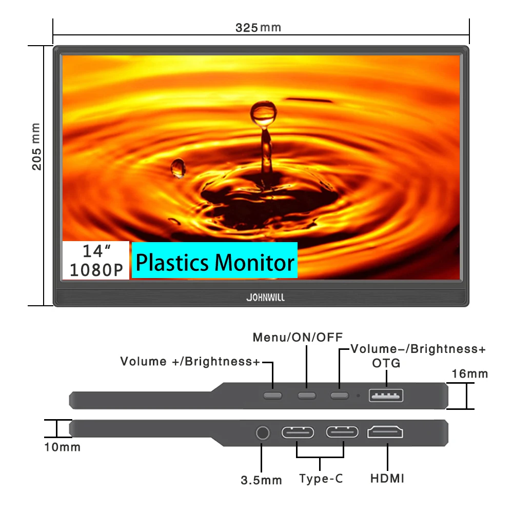 PC Gamer Touch Monitor 14/15.6 Inch 1920x1080 IPS Panel Secondary Monitor Extend Mode For Work HDMI Compatible Switch PS4 PS5-5