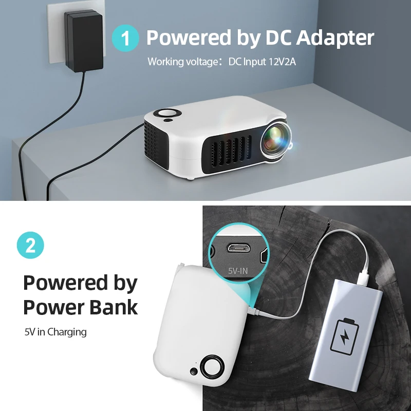 MINI Projector Portable 3D LED Video Projectors Home Cinema Theater Game Laser Beamer Smart TV BOX 1080P 4K Via HD Port A2000-5