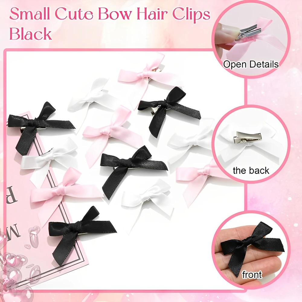 5-24Pcs Y2k Girls Bows Mini Hair Clips Metal Hairpin Headwear Barrette Handmade Ribbon Bow Bangs Clip Fashion Hair Accessories-3