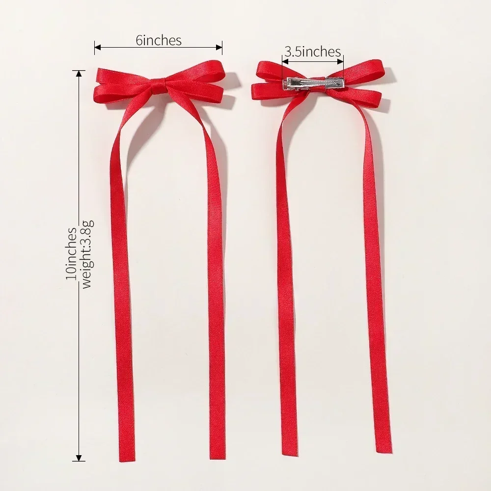 2pcs 2025 New Cute Ribbon Bow Headband Long Tassel Hair Clip Women's Hair Accessories Girls Party Headwear Side Clips Wholesale-5