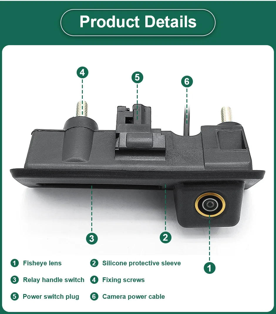 AHD 1080P 170 Car Rear View Trunk Handle Camera For Volkswagen VW Passat Golf Polo B6 B7 Jetta Tiguan Touareg Audi A3 A4 A5-5