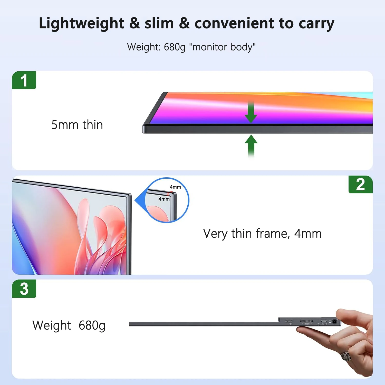 Bimawen 13.3inch OLED 1080P Touch Screen Protable Monitor For Switch/X-Box/PS4/5 Game Display 400nit 100%sRGB LCD Second Screen-6