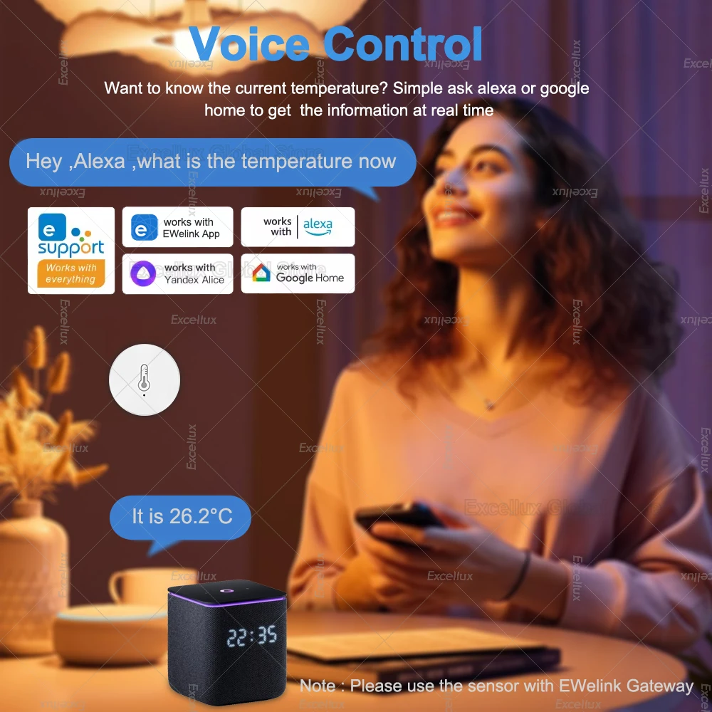 EWelink Smart Zigbee Temperature Humidity Sensor App Control Indoor Thermometer Monitor Home Automation Works With Alexa Google-3