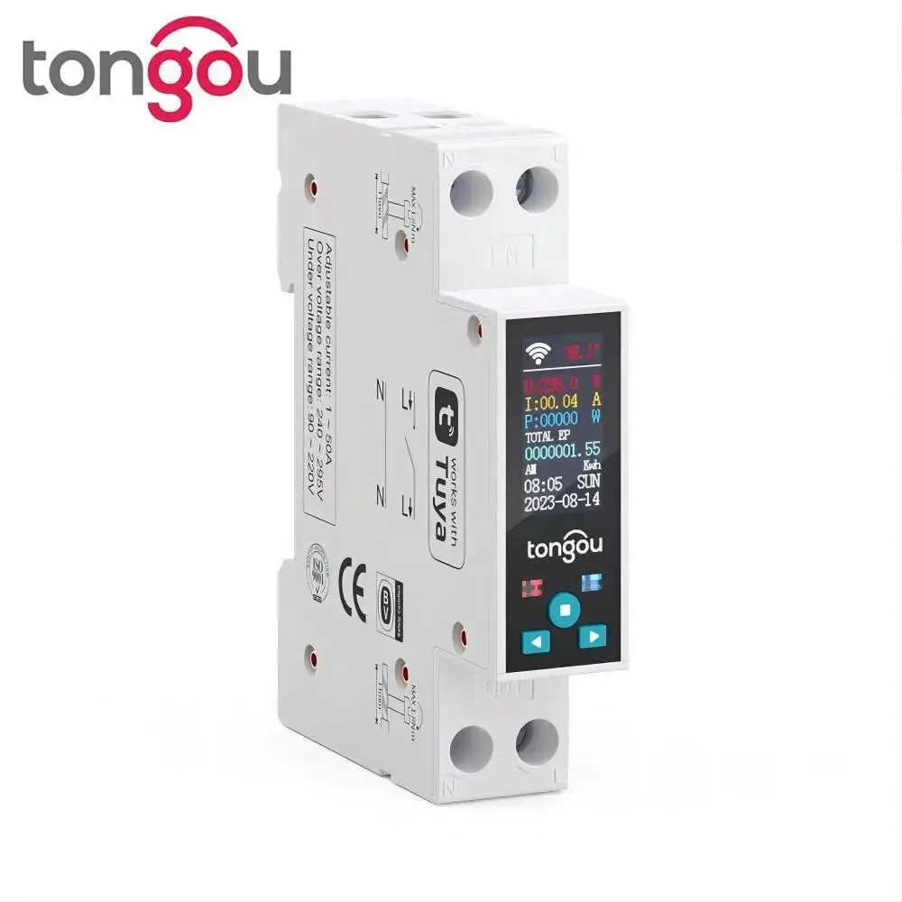 1P 50A Tuya WIFI Smart Switch Circuit Breaker LED Energy Meter KWh Power Metering Timer Relay Remote Control Smart Life APP-2