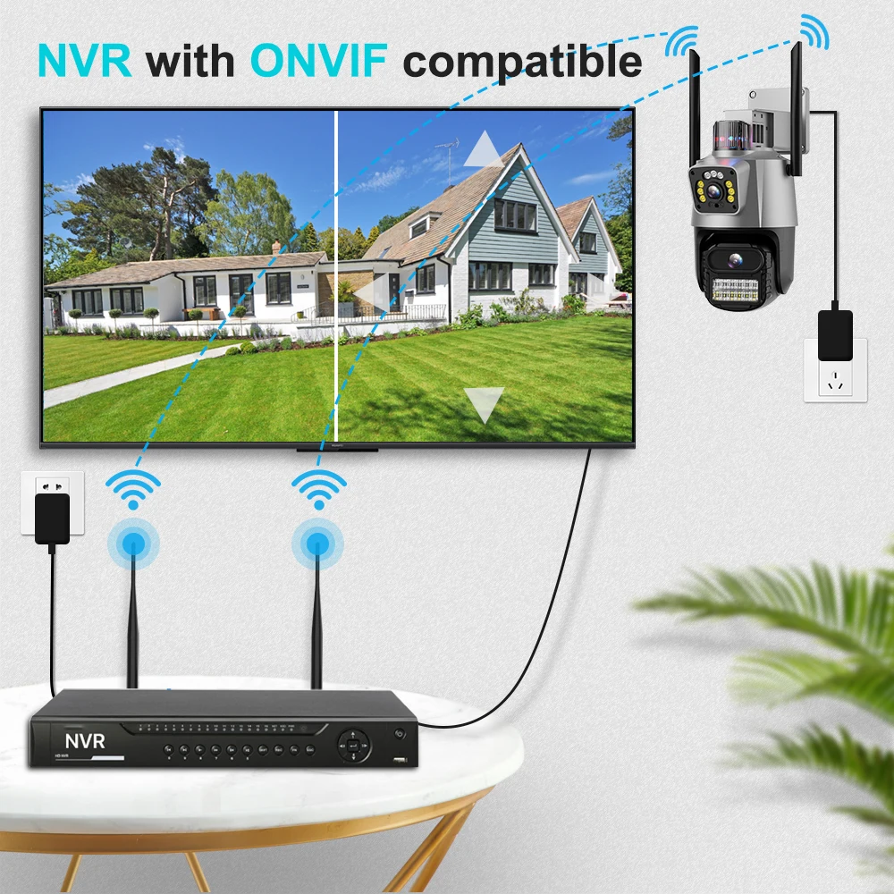 Outdoor Wifi PTZ Camera 4K 8MP HD Dual-Lens Dual Screen Camera AI Auto Tracking 4MP Video Surveillance Police Light Alarm iCSee-5
