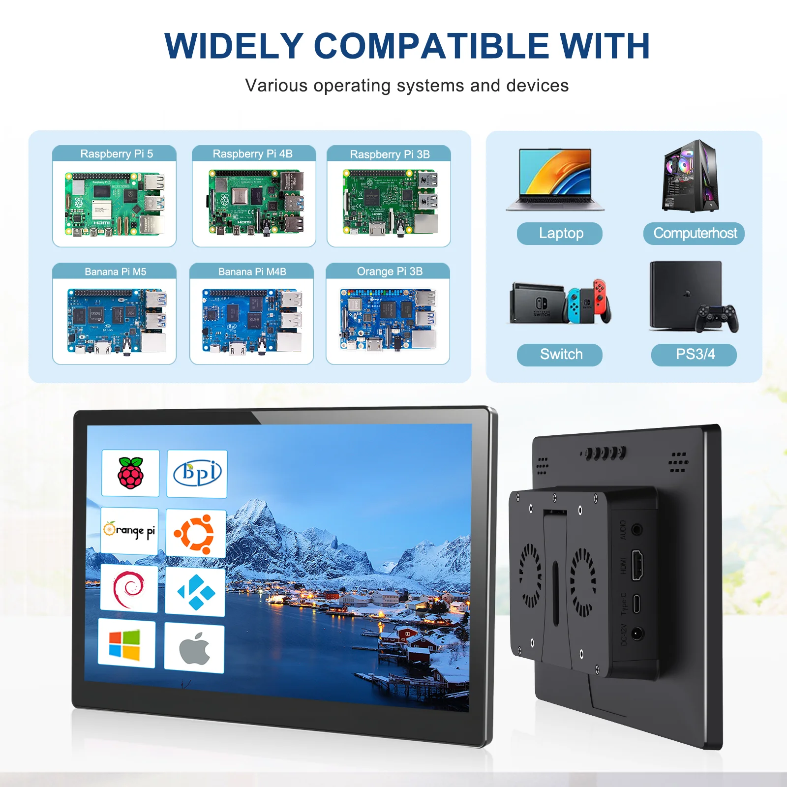 10.1 inch Touch Screen Raspberry Pi Monitor 1920x1200 LCD 16:9 60Hz Raspberry Pi 5 4 3 Industrial Display for Python-2