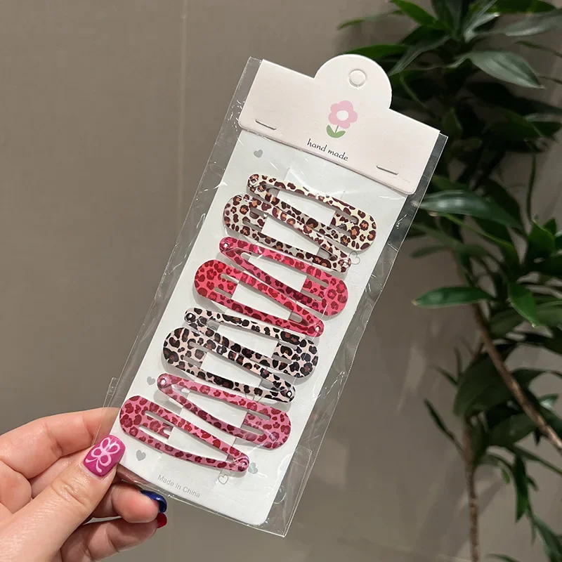 8pcs/set Leopard Print Hair Clips for Women Girls Vintage Geometric Star BB Clips Bangs Hairpins Barrettes Hair Accessories Set-6