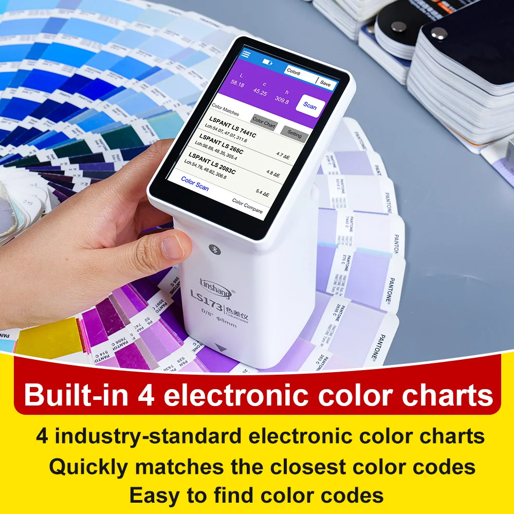 Portable Digital Colorimeter High Precision Handheld Color Meter for Measuring Paints Plastics Color Difference with D/8 LS173-3
