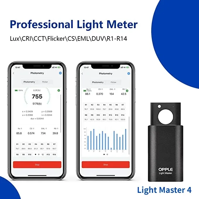 OPPLE Light Master 4 Light Lux CRI DUV R1-R14 Flicker Meter LED Flashlight Bluetooth IOS Android Tester Tool Lighting Sensor-2