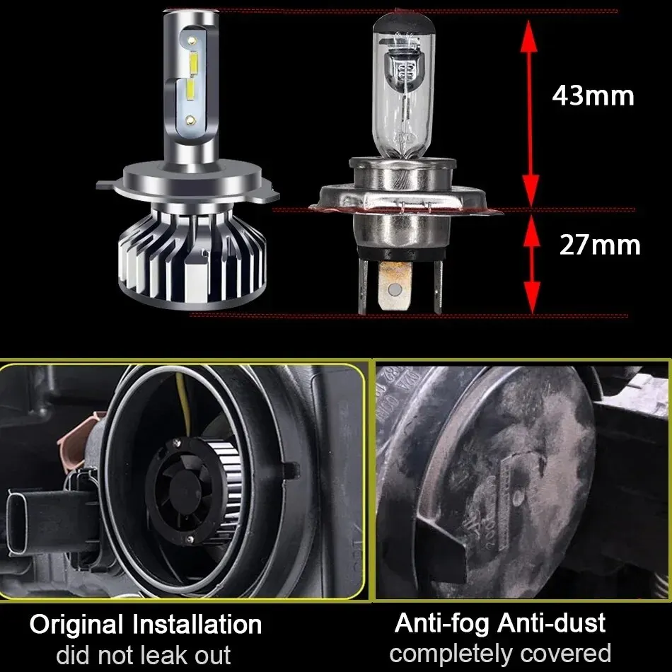 2PCS Car Lights H4 LED CANBUS LED H7 20000LM H11 Lamp for Car Headlight Bulbs H1 H3 H9 9005 9006 HB3 HB4 Fog Light 12V 24V-5