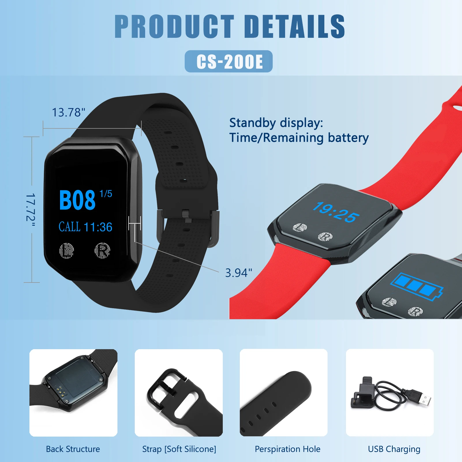 2 Wrist Watch + 10 Calling Buttons Wireless Pager System Caregiver Pager Nurse Alert for Elderly Clinic Nursing Hospital-4