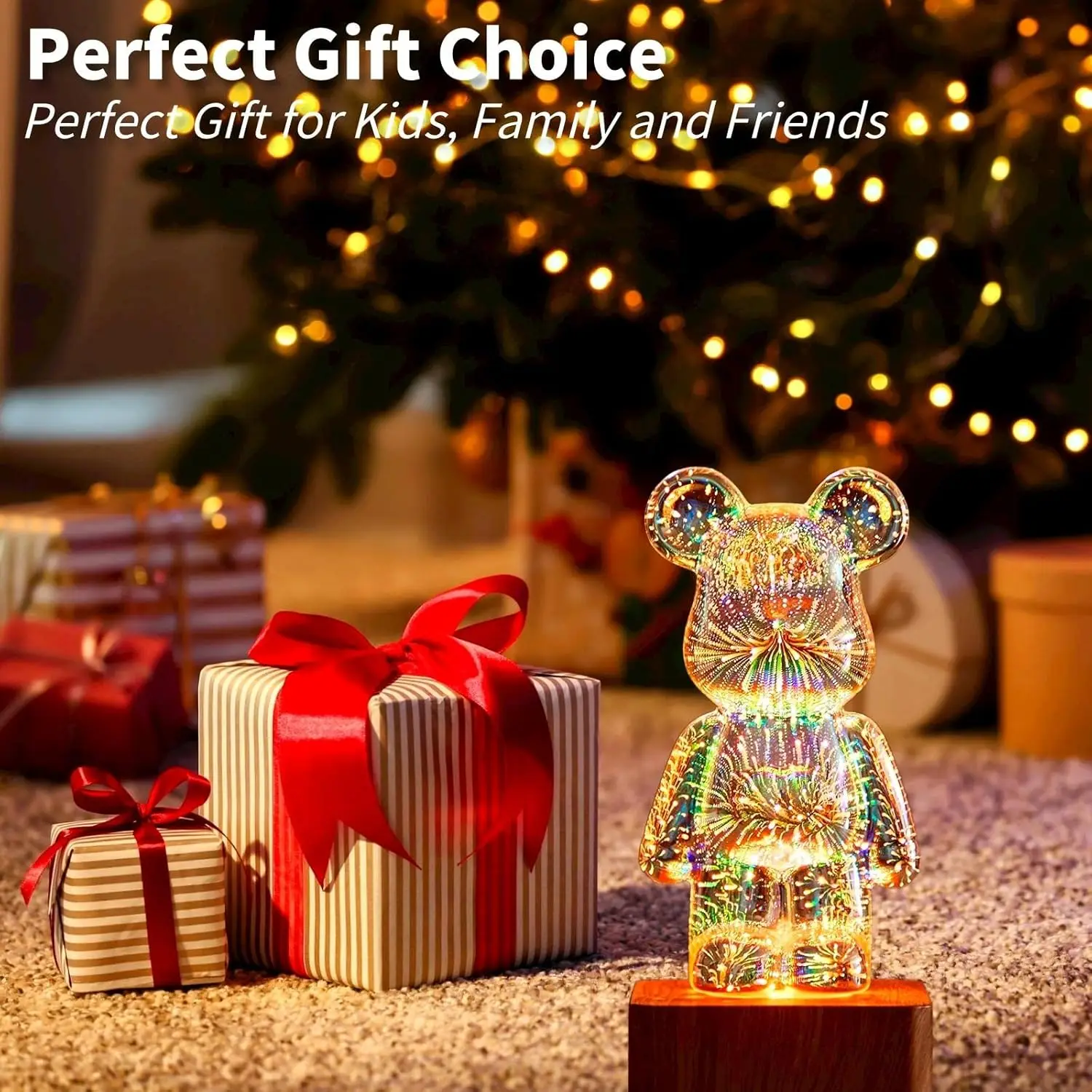 LED 3D Bear Fireworks Night Light USB Room Decoration Ambient Light Suitable for Children Room Bedroom Decoration-2