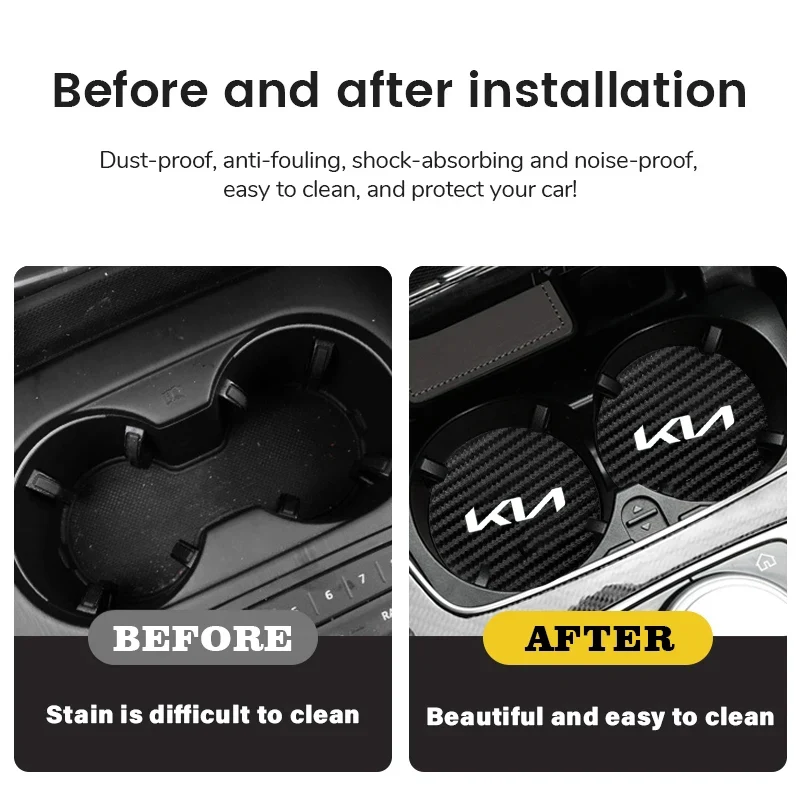 2Pcs.Sliding rubber mat for car water bottle Kia Rio Picanto Sportage Niro Morning Ceed ProCeed Stonic Optima accessories-2