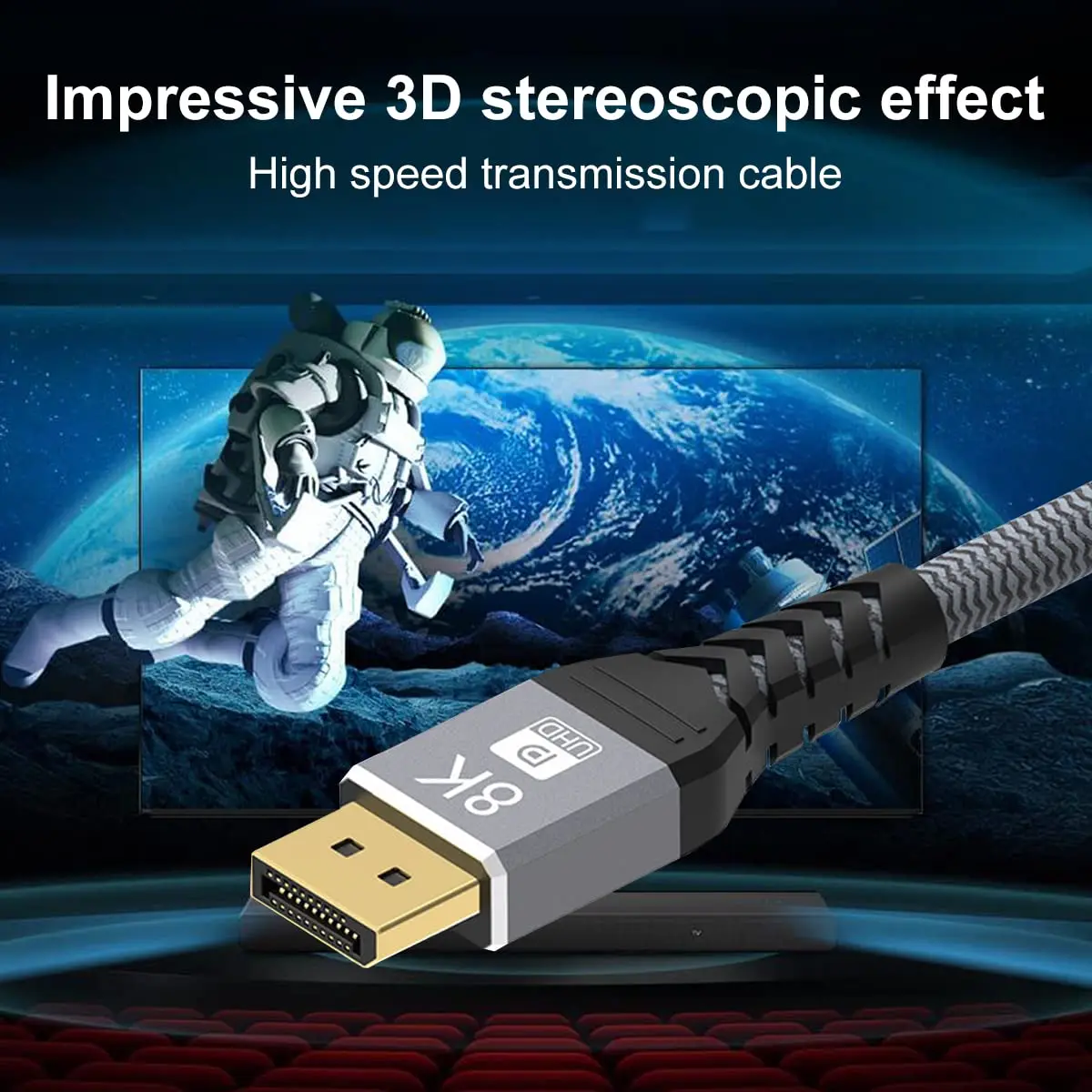 DisplayPort 1.4 Cable 8K DP 1.4 Cable 8K@60Hz 4K@144Hz Braided High Speed Display Port Cable Compatible with TV Monitor Laptops-4